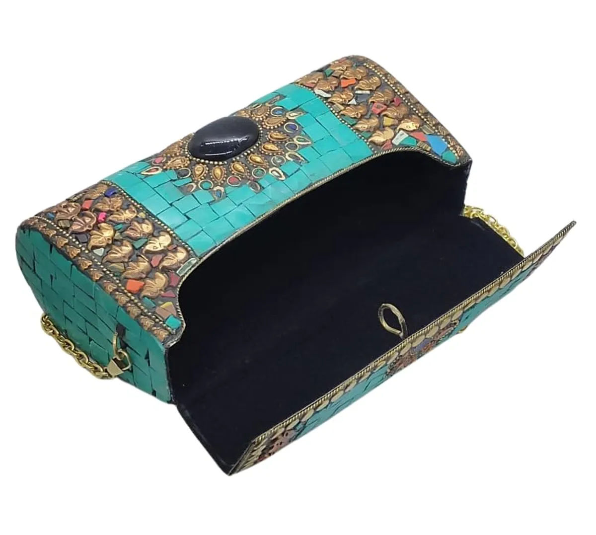 Green Mosaic Metal Handbag for Sustainable Fashion